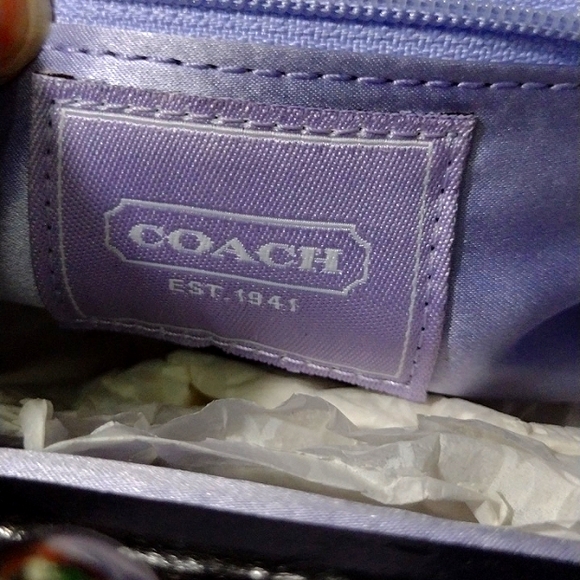 COACH Satin & Leather Rhinestone Swarovski Crystal Buckle Satin Lined NWT - Picture 7 of 10